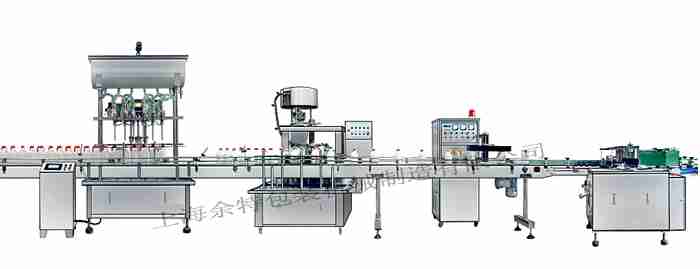 GZF-6L直列式裝機、自動鎖蓋機、鋁箔封口、糨糊貼標灌裝線